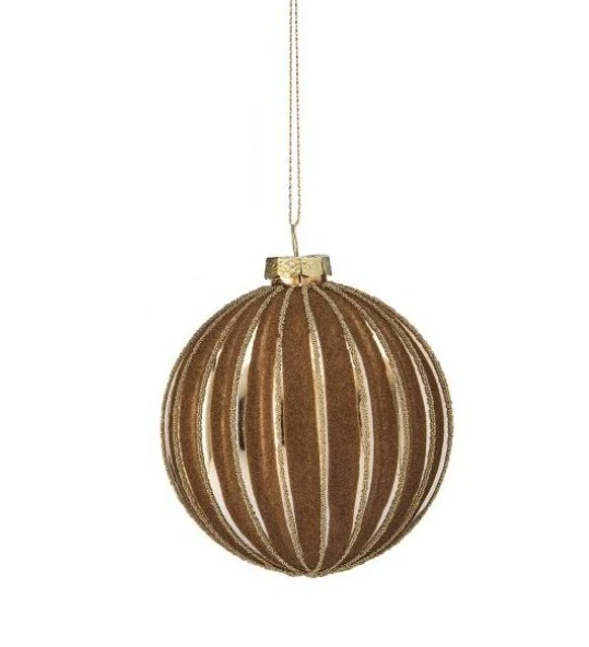Glass Flocked Pattern Ball Ornament, 4" (2 styles - sold individually) - Image 2
