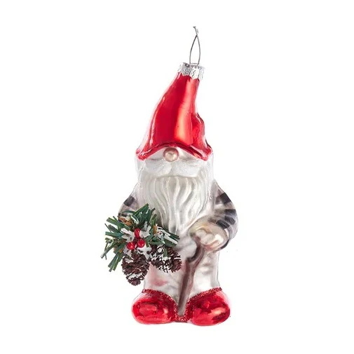 Glass Gingham Gnome Ornament (sold individually) - Image 3