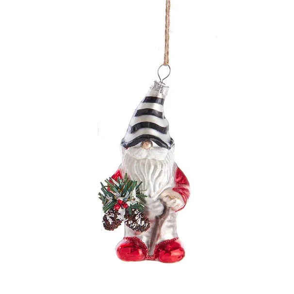 Glass Gingham Gnome Ornament (sold individually) - Image 4