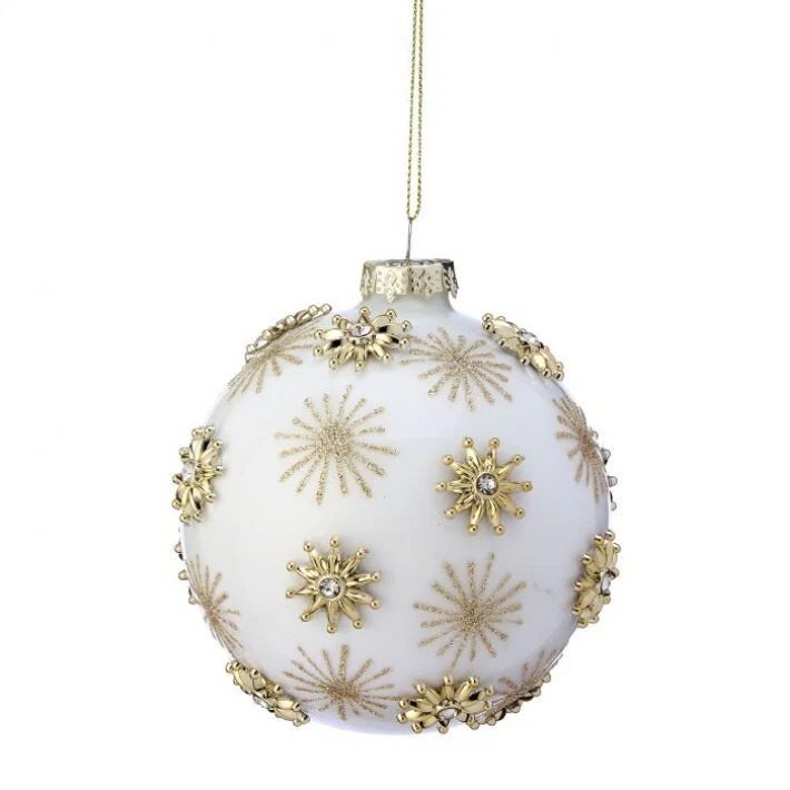 Glass Glitter Jewel Starburst Ball Ornament, 4"