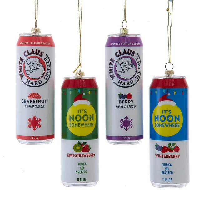 Glass Hard Seltzer Can Ornament, 5.75" (4 styles - sold individually)
