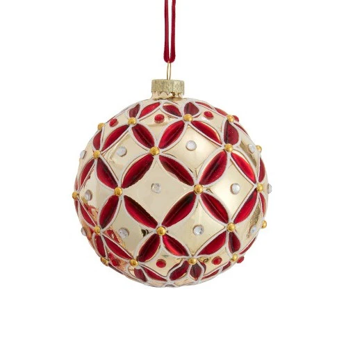 Glass Holiday Diamonds Ball Ornament, 4" (2 styles - sold individually) - Image 3