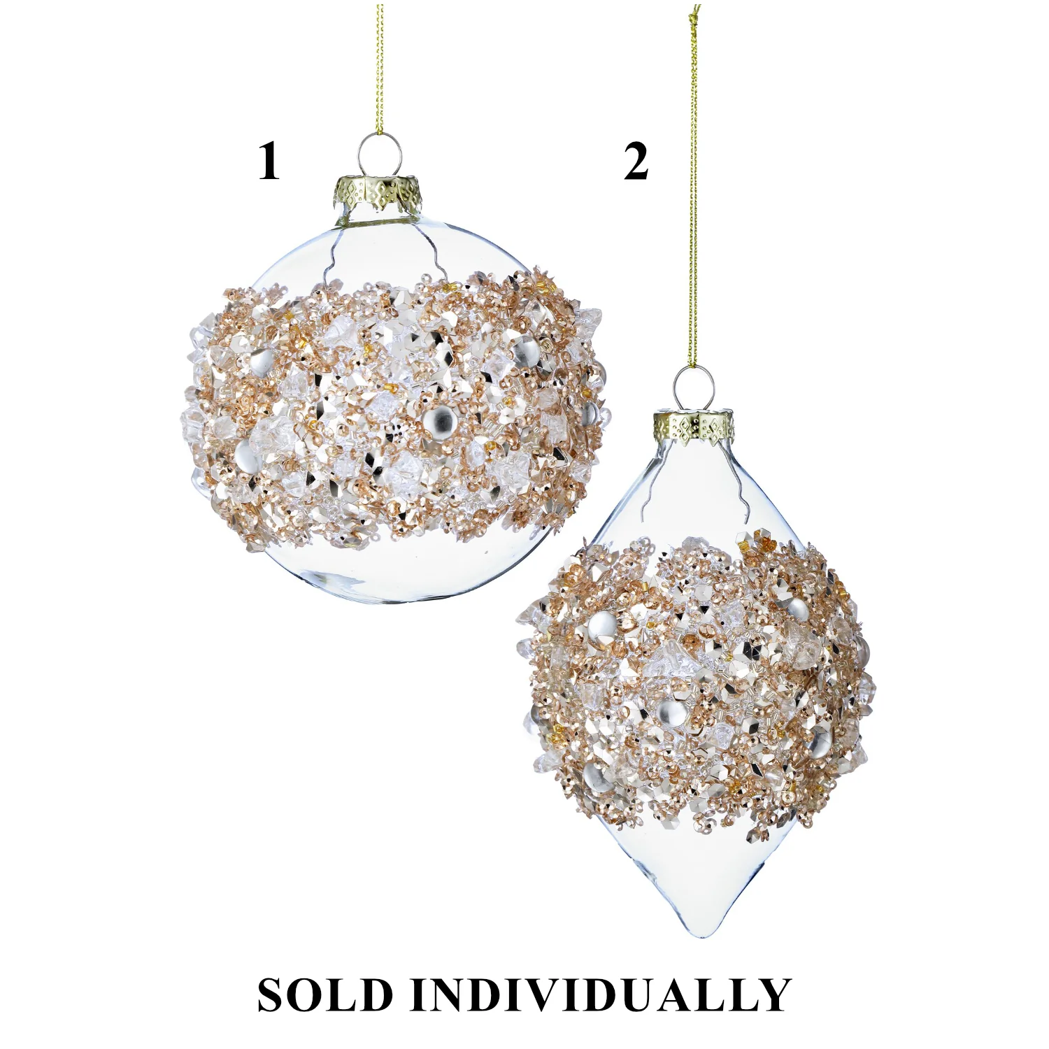 Glass Ice Sequin Ball/Finial Ornament, 4-6" (2 styles - sold individually)