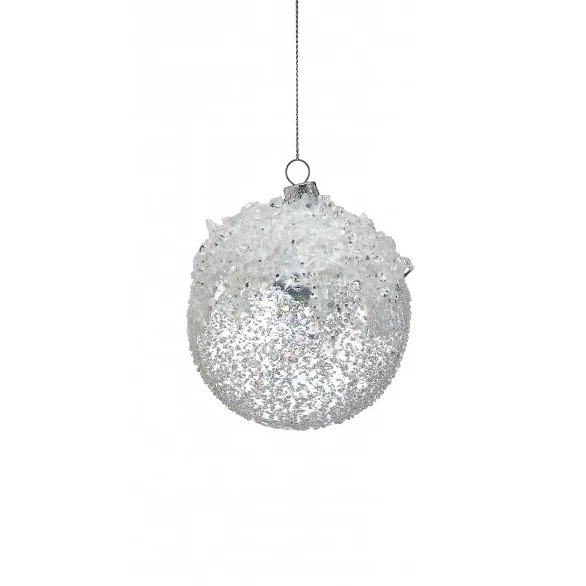 Glass Iced Ball/Finial Ornament, 4-6" (2 styles - sold individually) (White Clear)