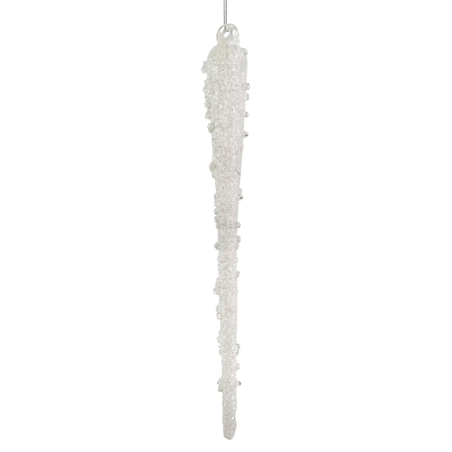 Glass Frosted w/Glitter Icicle Ornament, 6"