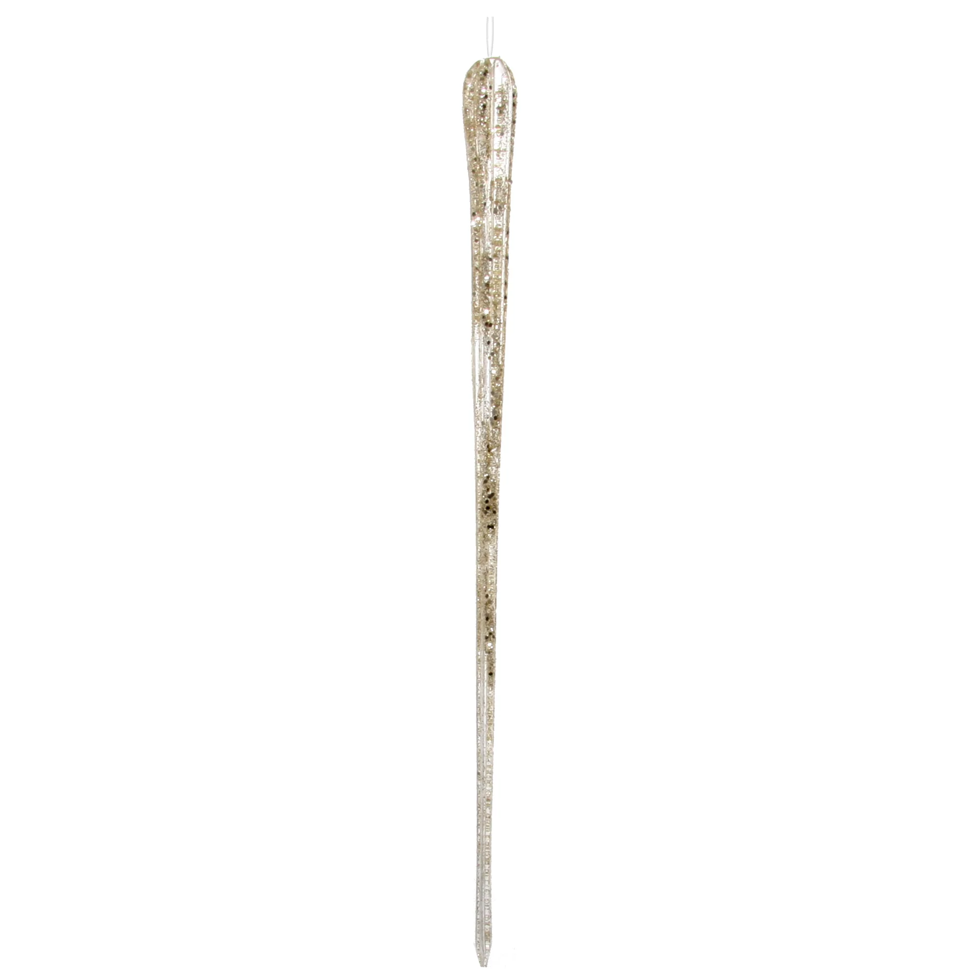 Glass Icicle Lined Ornament, 8" (Champagne)