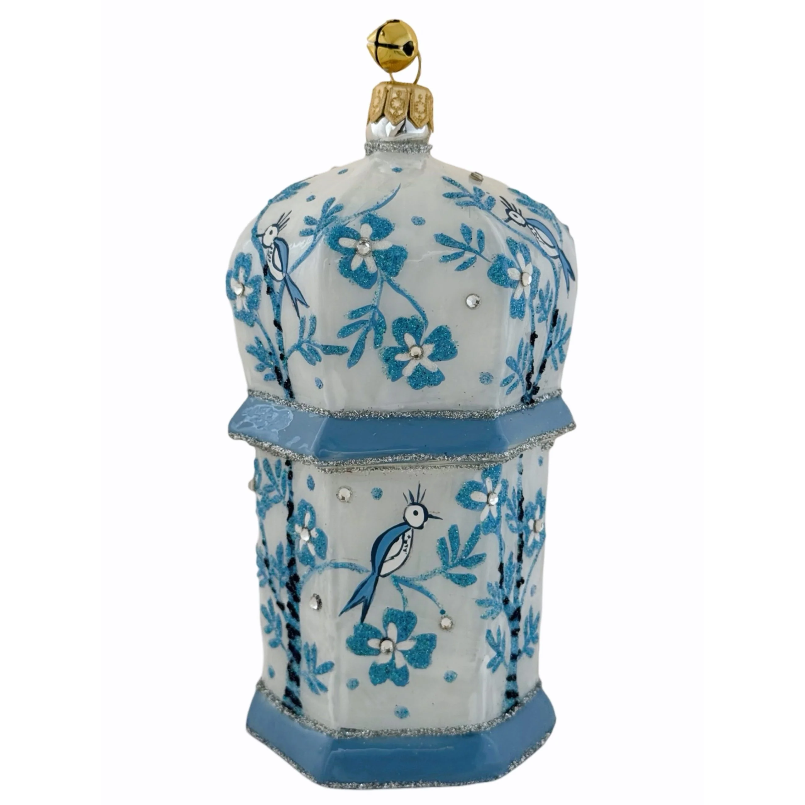 Glass Lou Lou Bird Cage Ornament, 5"
