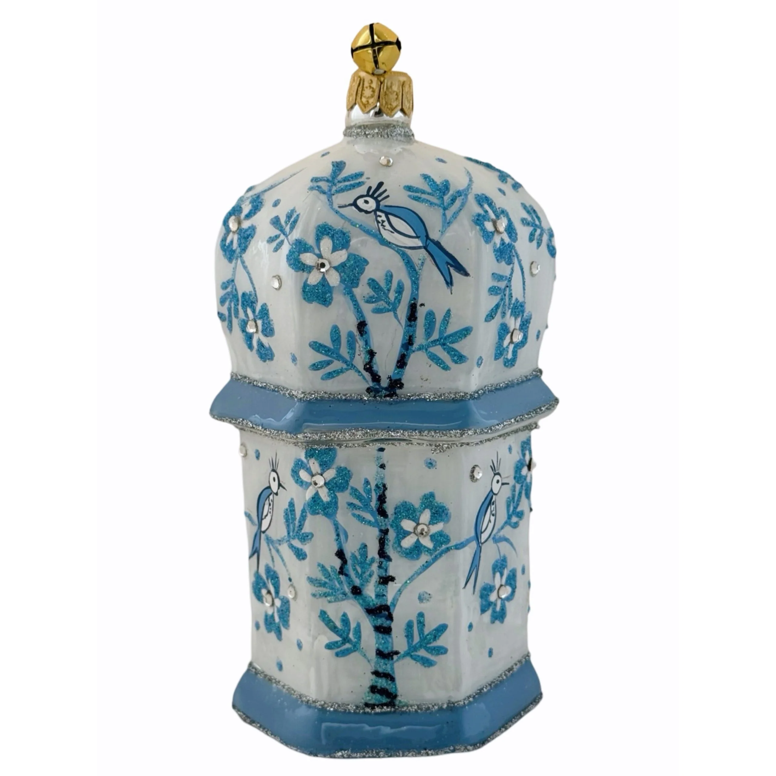 Glass Lou Lou Bird Cage Ornament, 5" - Image 2