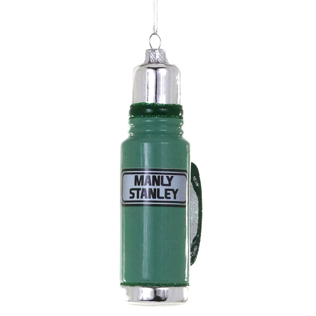 Glass Manly Stanley Thermos Ornament, 5"
