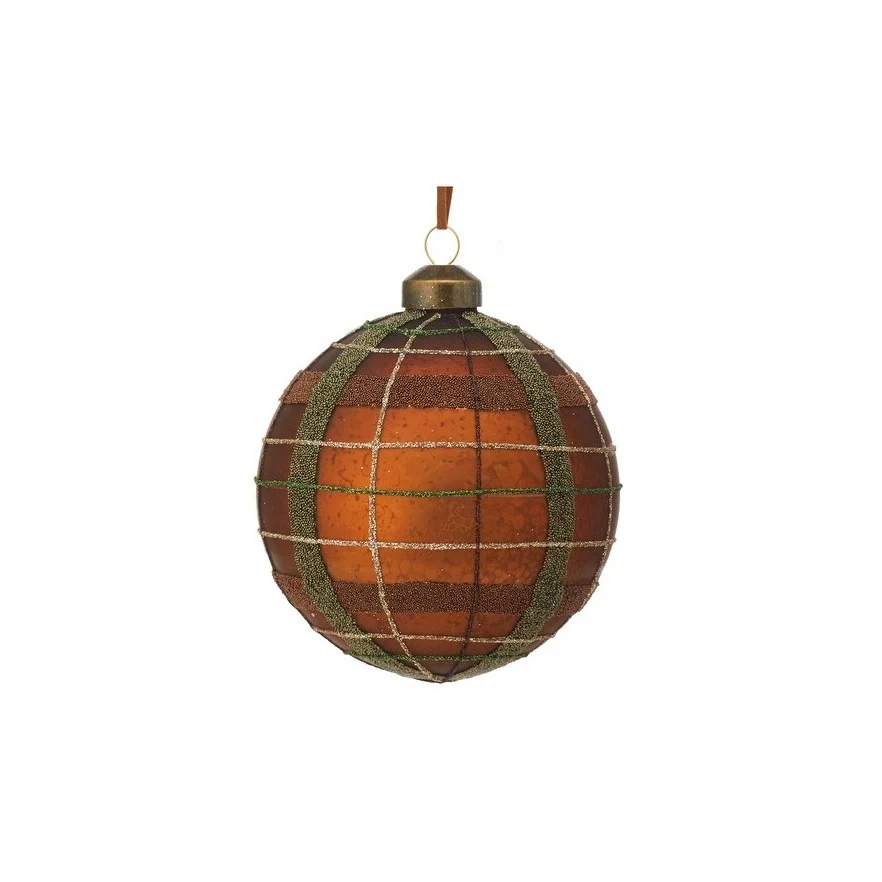 Glass Matte Plaid Ball Ornament, 4" (3 styles - sold individually) - Image 7