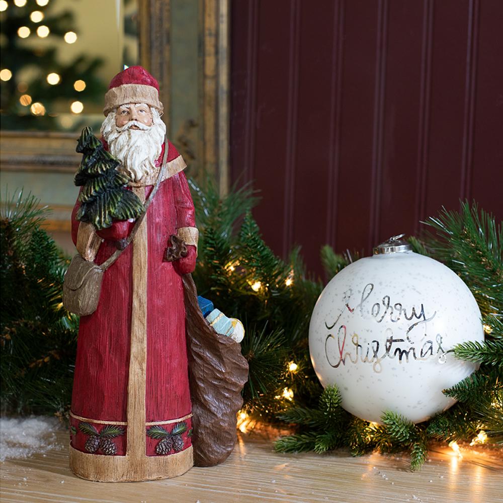Glass "Merry Christmas" Ball Ornament, 6" (White) - Image 3