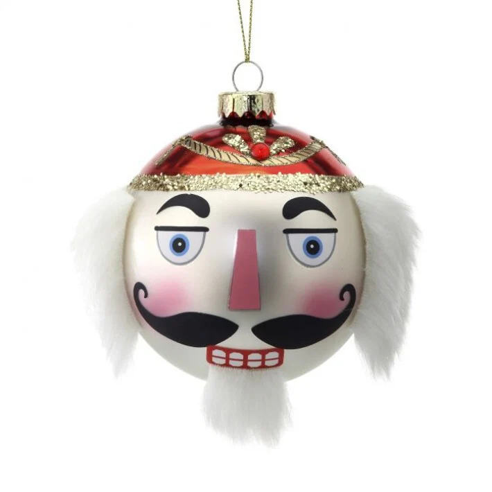 Glass Nutcracker Ball Ornament, 4"