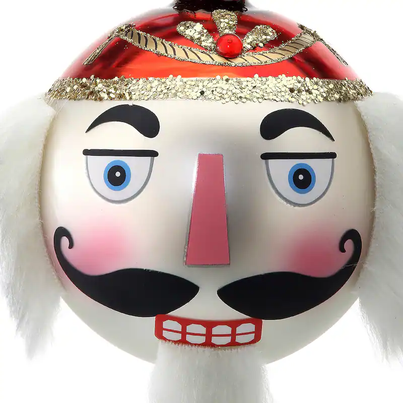 Glass Nutcracker Ball Ornament, 4" - Image 2
