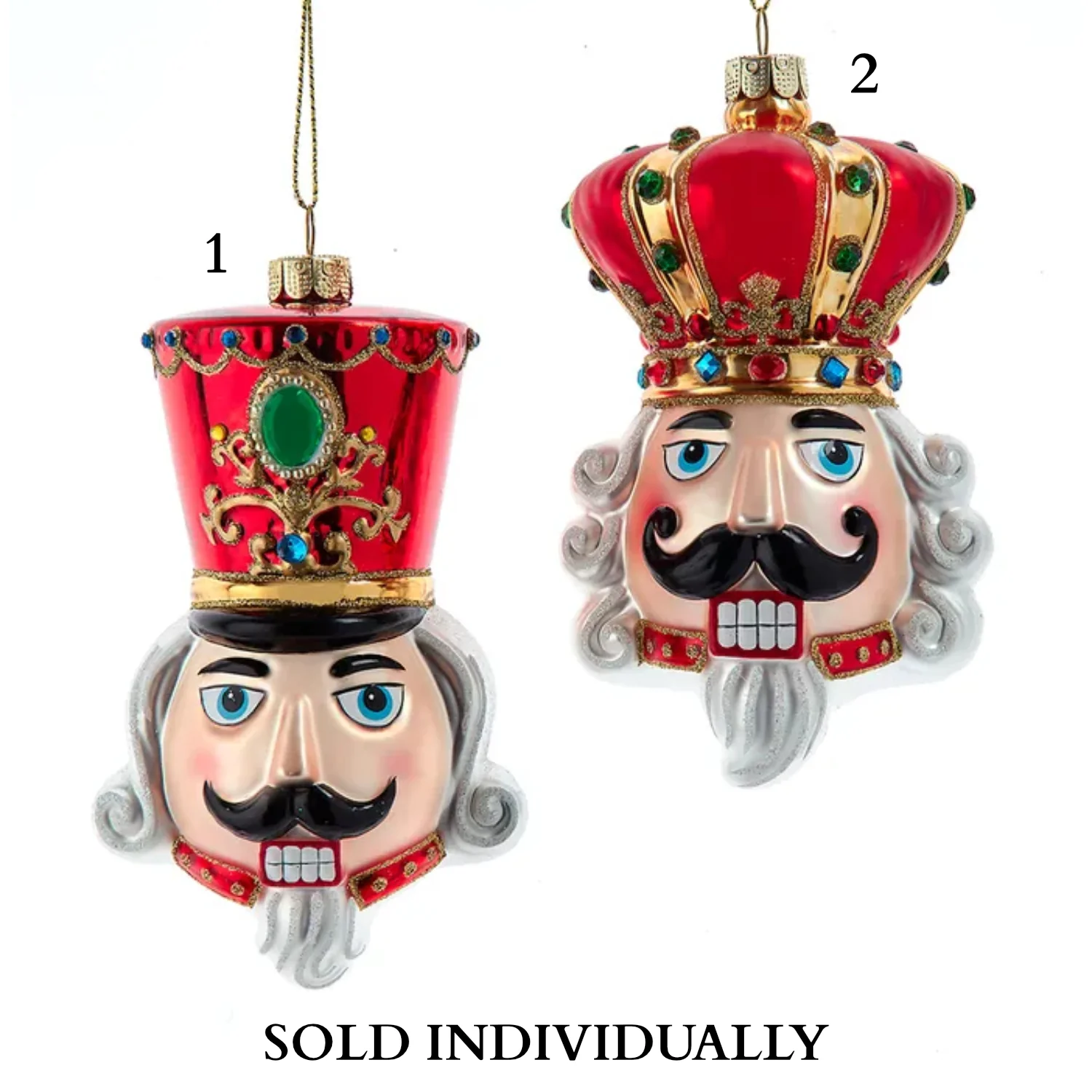 Glass Nutcracker & King Head Ornaments (2 Styles β Sold individually)