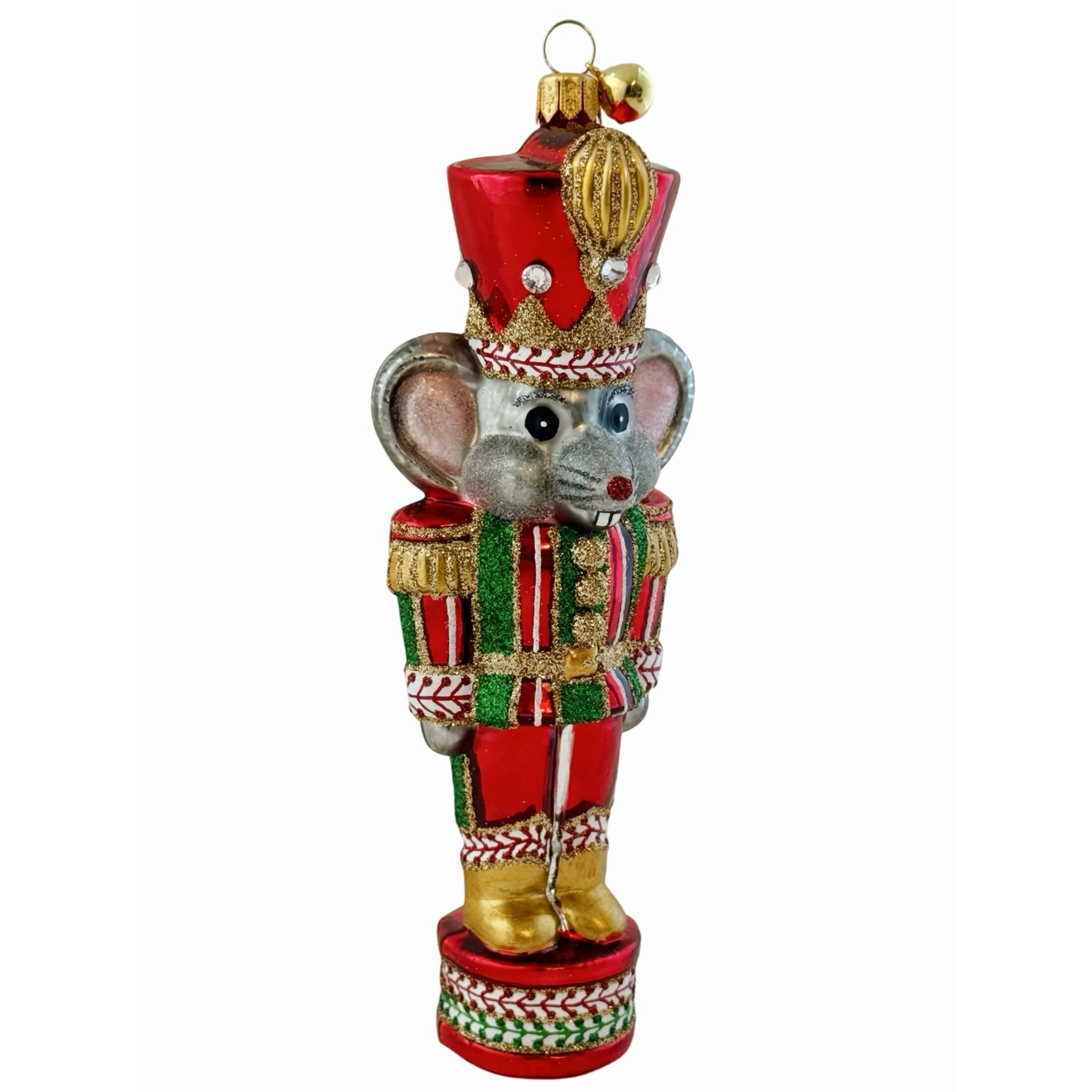 Glass Nutcracker Mouse Colonel Camembert Ornament, 6.5"