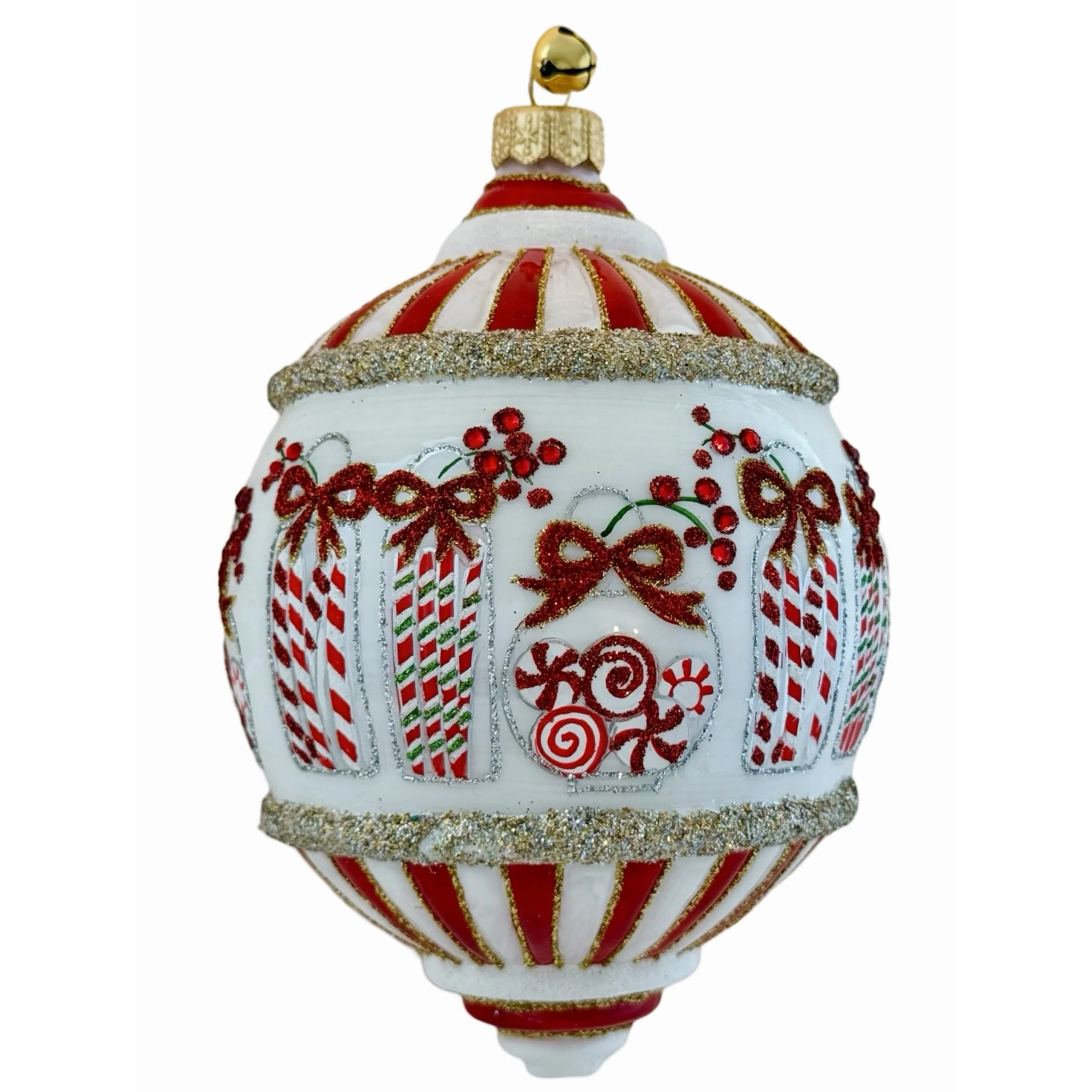 Glass Peppermint Candy Holiday Sweets Ball Ornament, 6" - Image 2