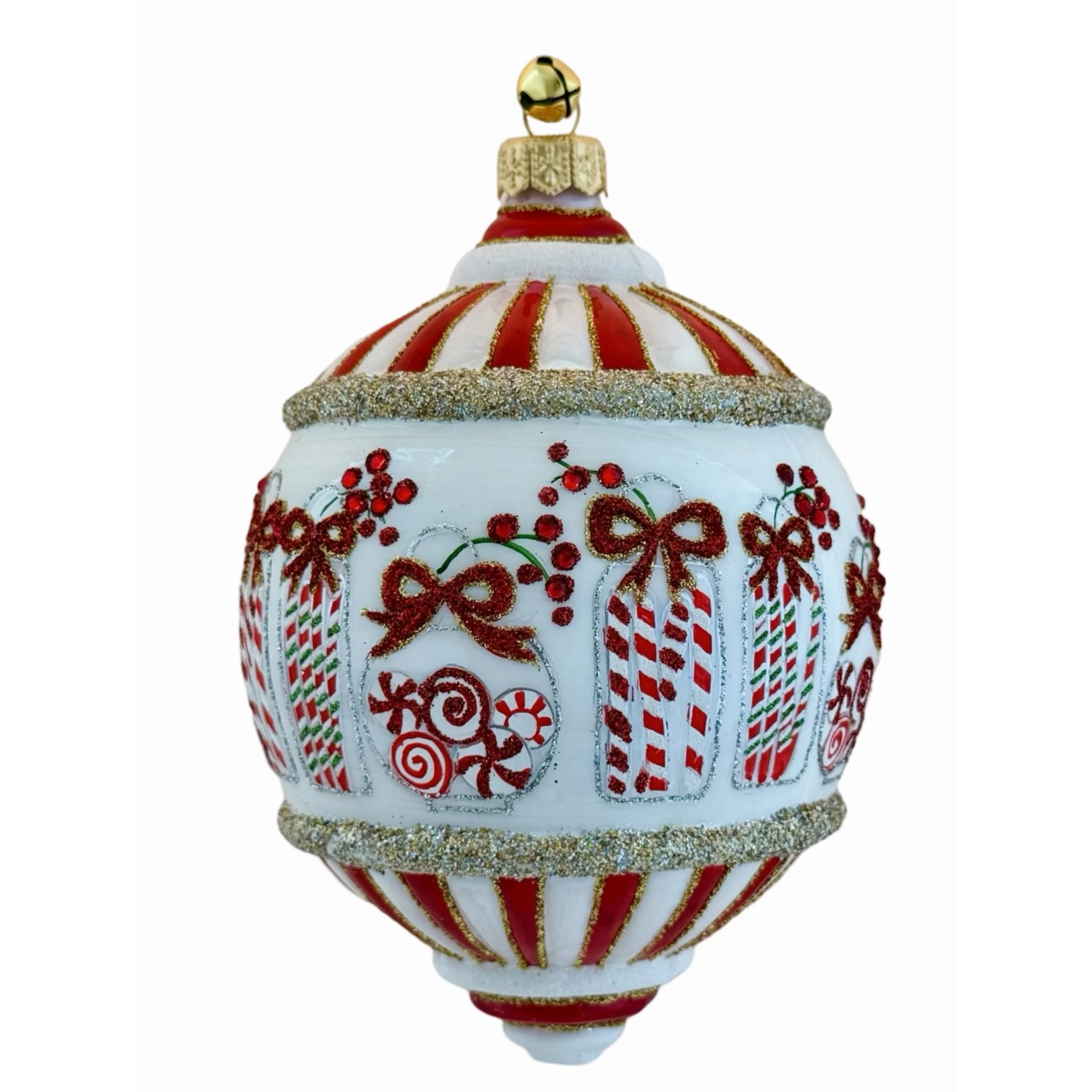 Glass Peppermint Candy Holiday Sweets Ball Ornament, 6" - Image 3