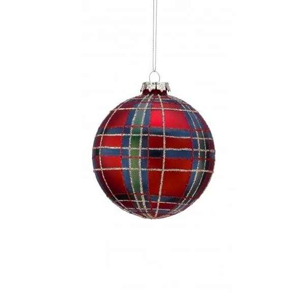 Glass Plaid Glitter Ornament, 4" (2 styles - sold individually) - Image 2