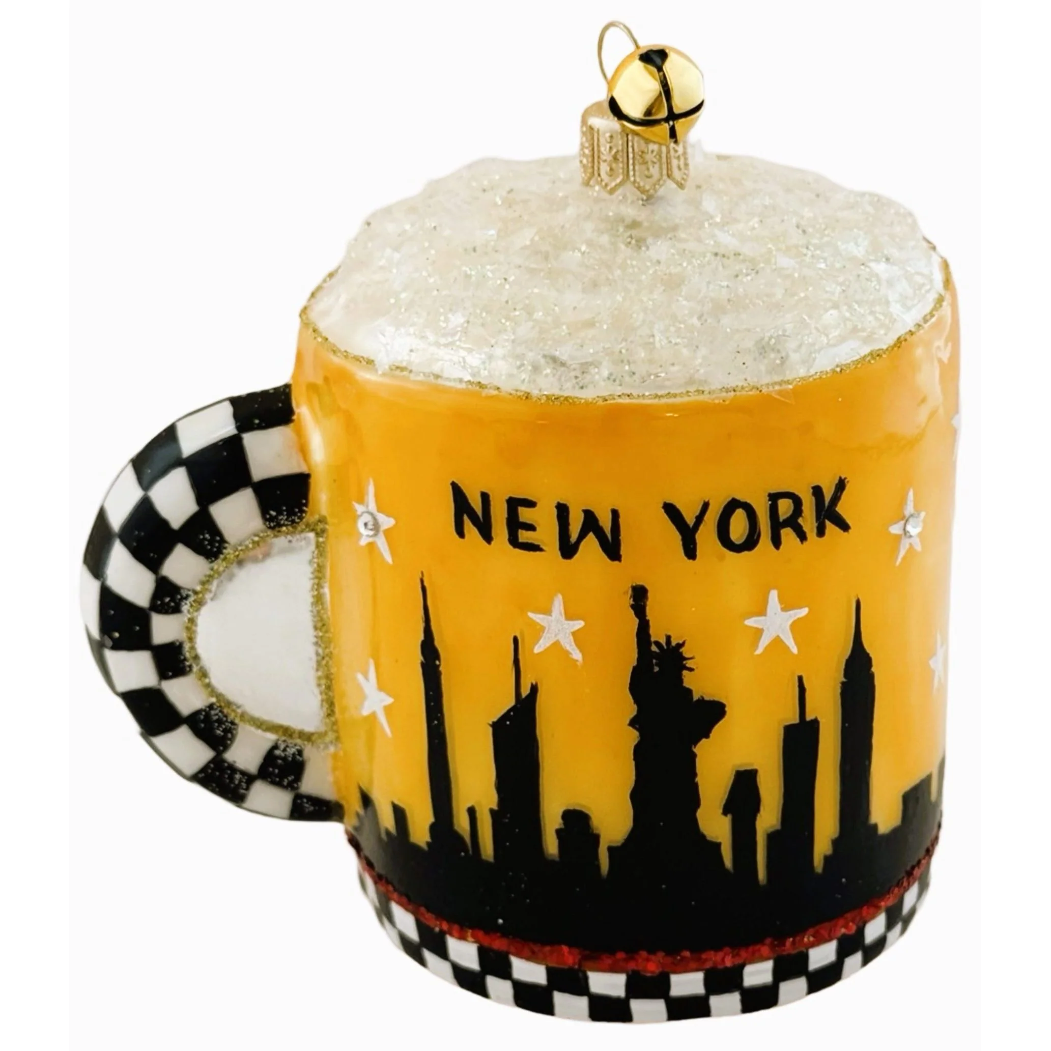 Glass Retro NYC Manhattan Mornings Ornament, 4"