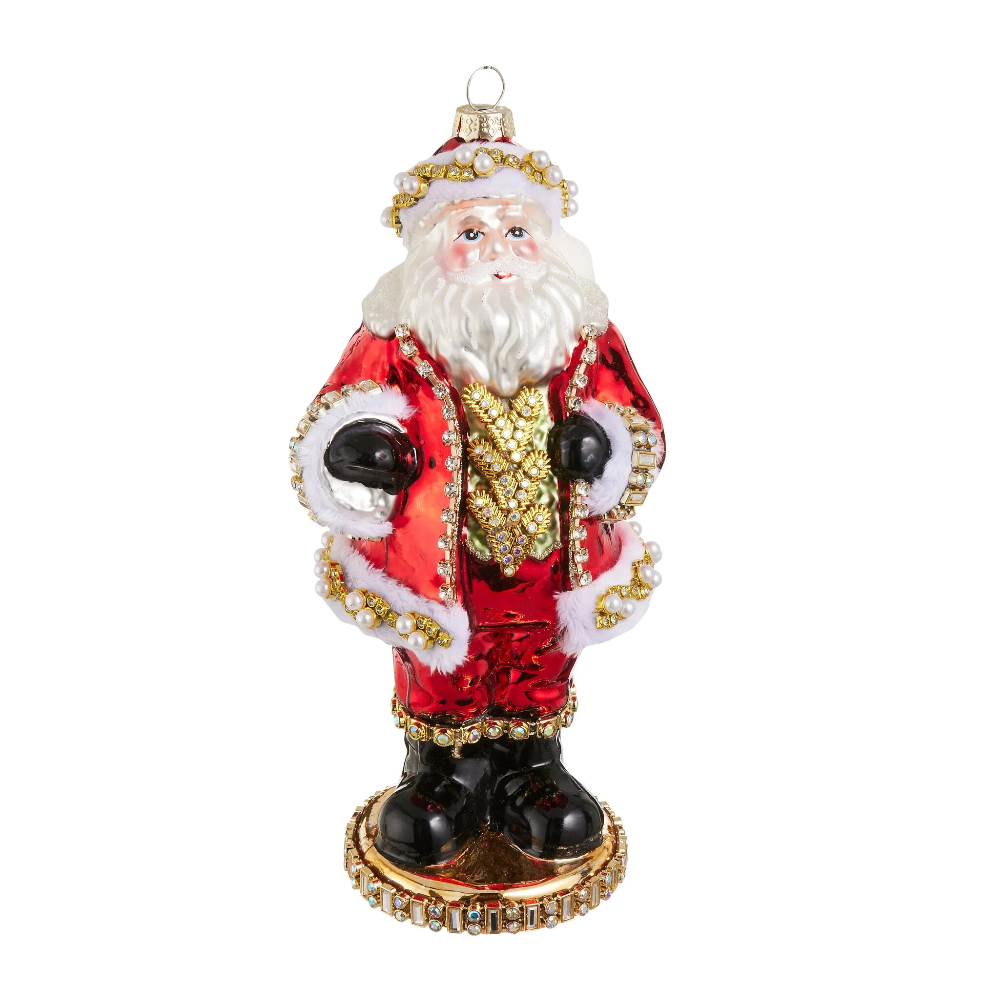 Glass Santa Ornament, 8"