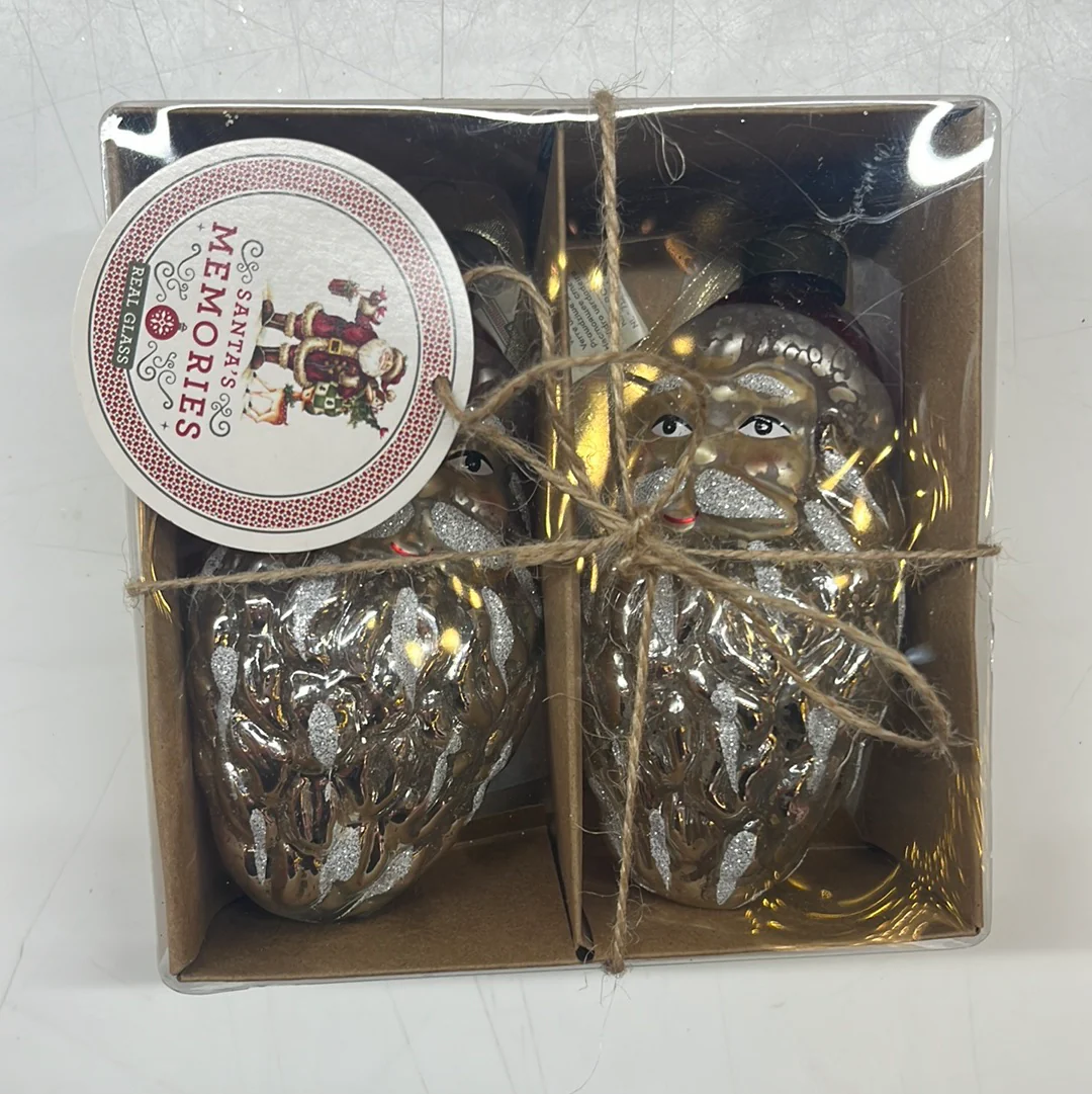 Glass Santa Ornaments, 4.5" (Set of 2) - Image 2