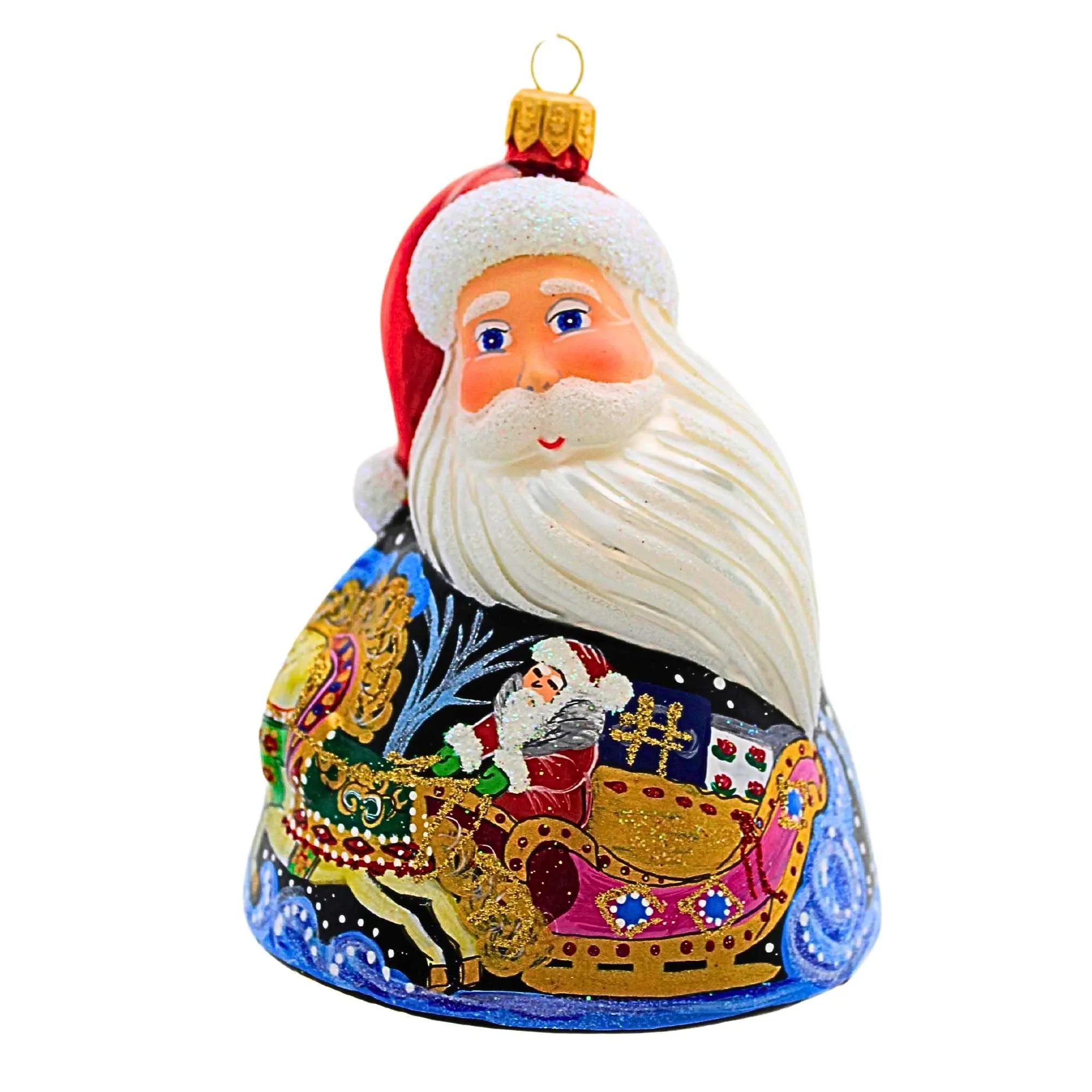 Glass Santa w/ Landscape Ornament, 5"
