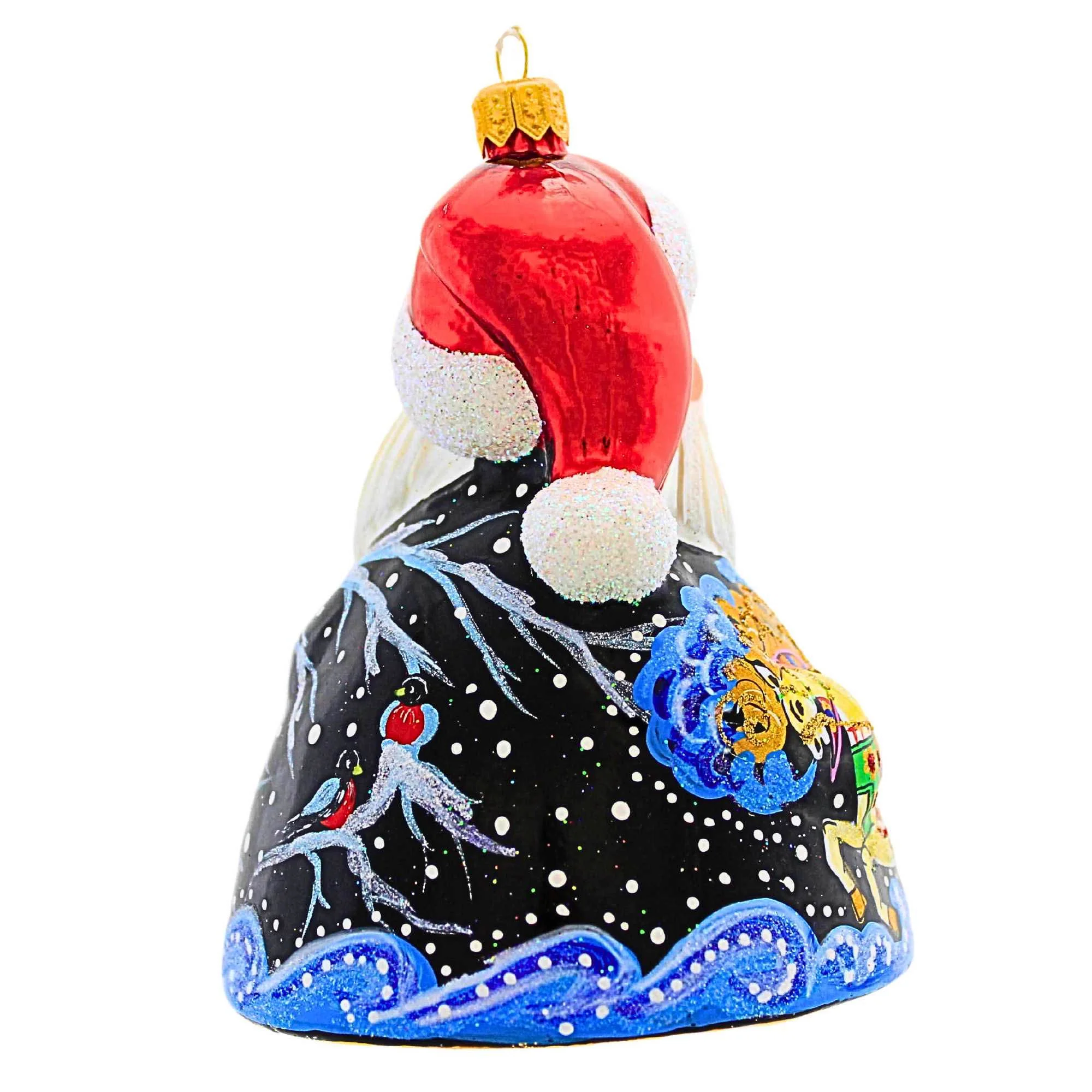 Glass Santa w/ Landscape Ornament, 5" - Image 3