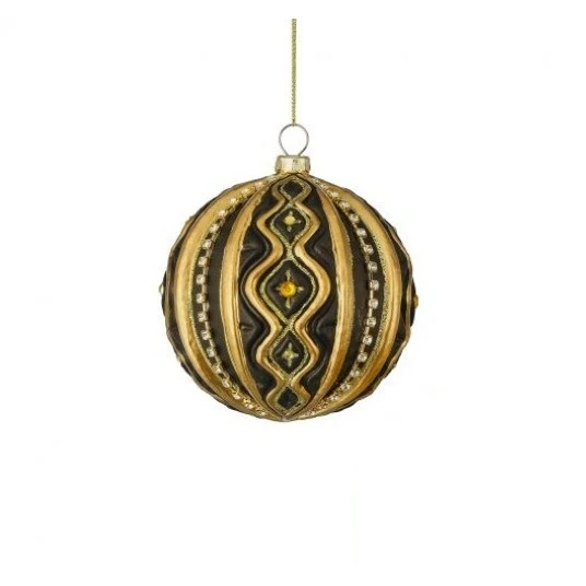 Glass Scroll Ball Ornament, 4" (2 styles - sold individually) - Image 2