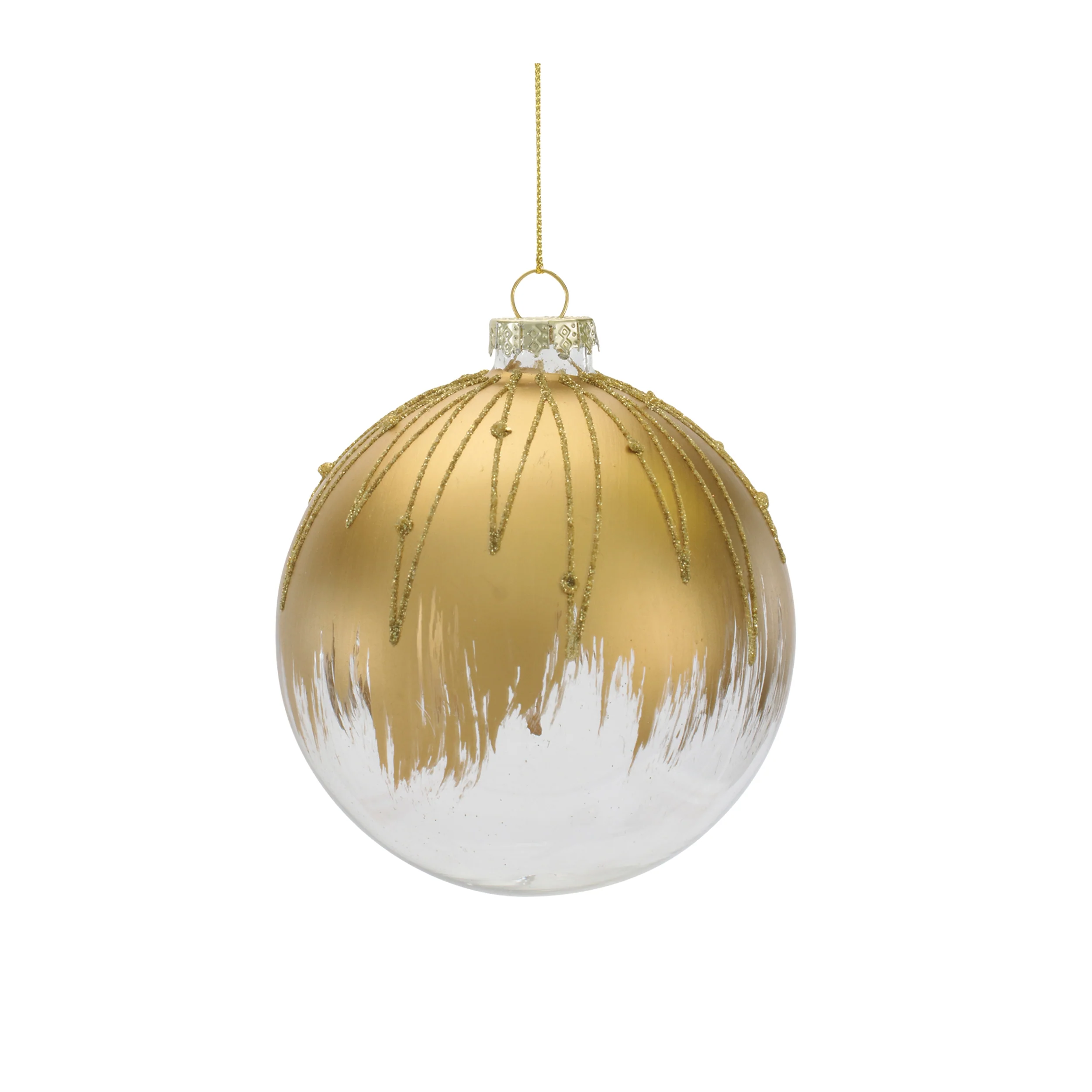 Glass Snow-dipped Gold Ornament, 5.75" (3 styles - sold individually) - Image 4