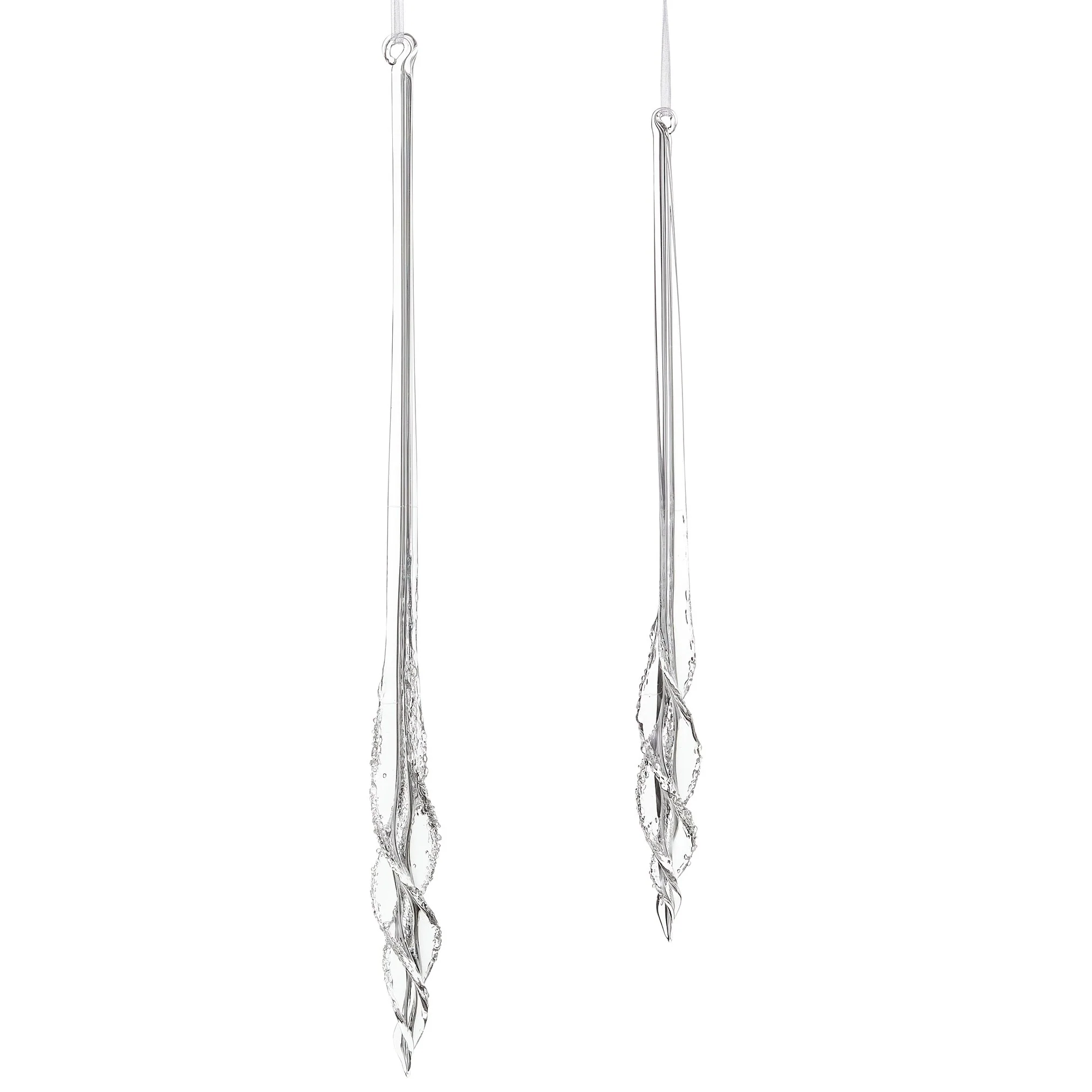 Glass Spiral Icicle Ornaments, 12" - 15" (Set of 2)