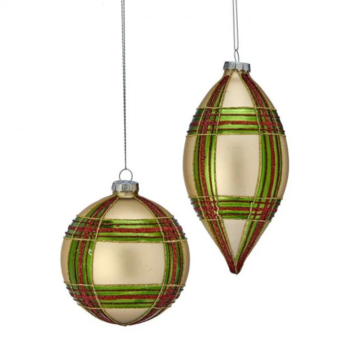 Glass Stripe Ball/Finial Ornament, 4 - 6" (2 styles - sold individually)