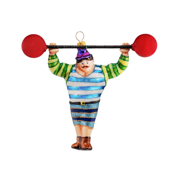 Glass Strongman Athlete Ornament, 4.5"
