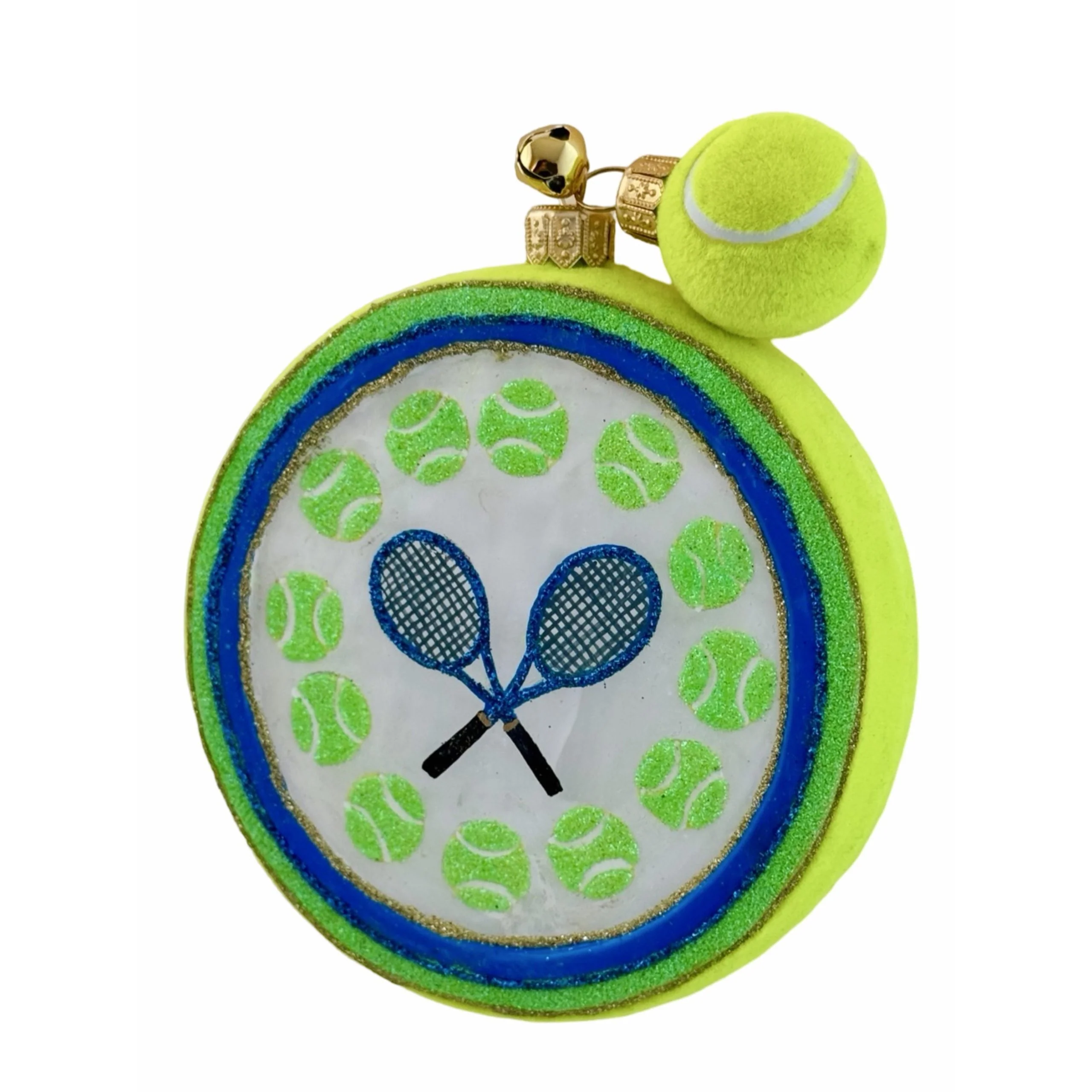 Glass Tennis Love Match Ornament, 3.75"