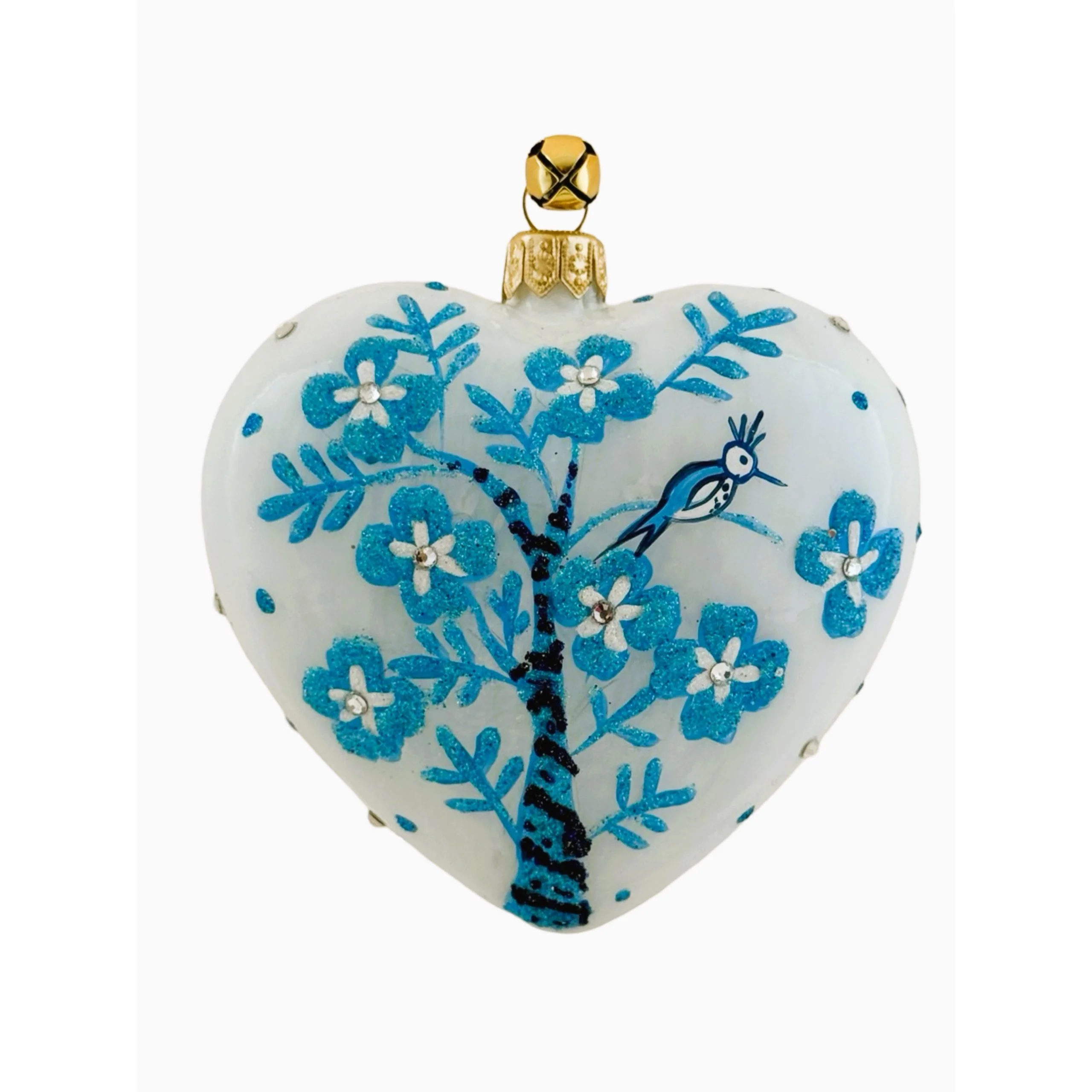 Glass True Blue Friendship Heart Ornament, 3.5" - Image 2