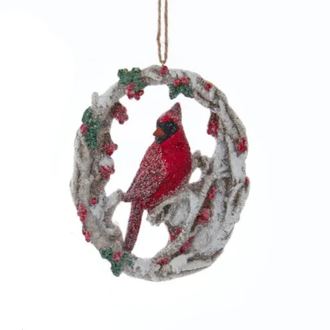 Glitter Wreath Cardinal Ornament (2 styles - sold individually) - Image 3