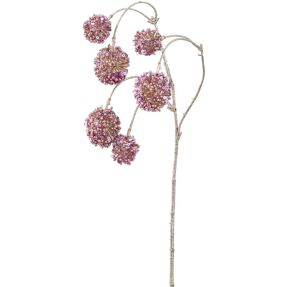 Glittered Allium Ball Spray, 25" (Pink)