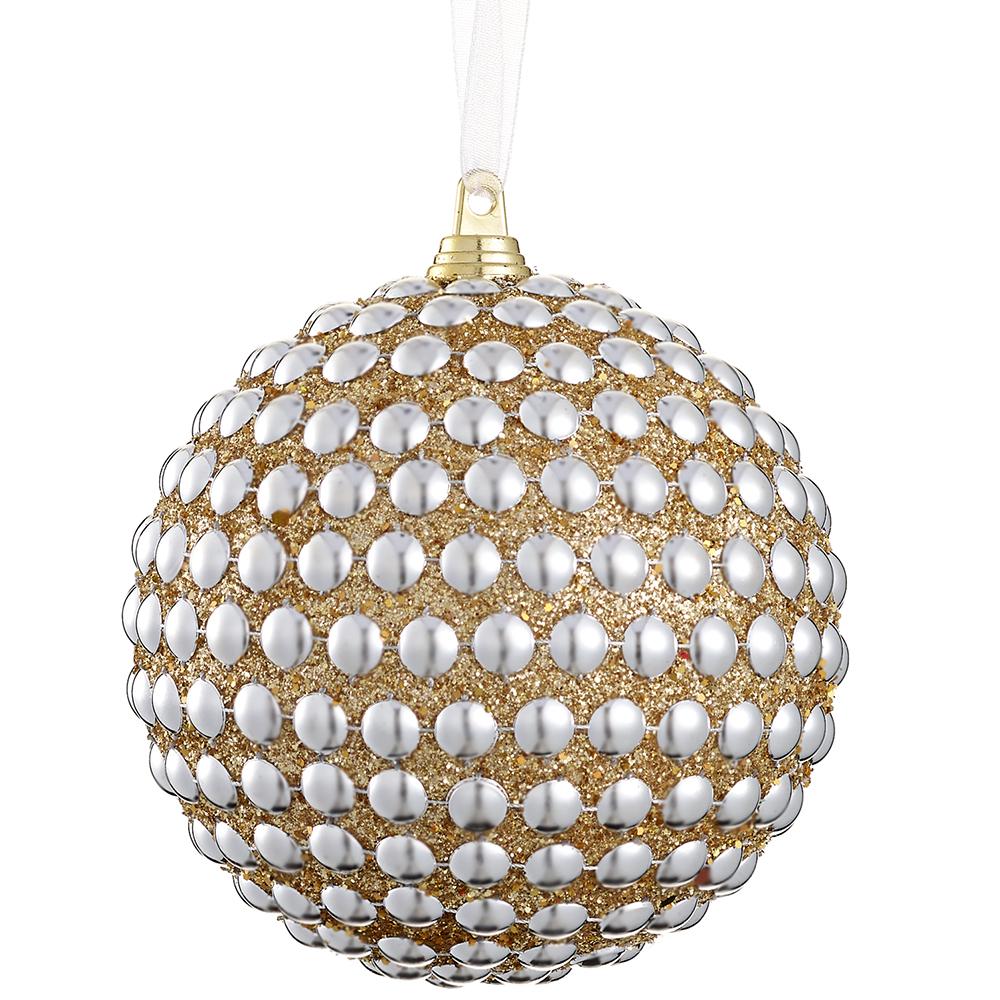 Glittered Ball Ornament, 4" (Gold)