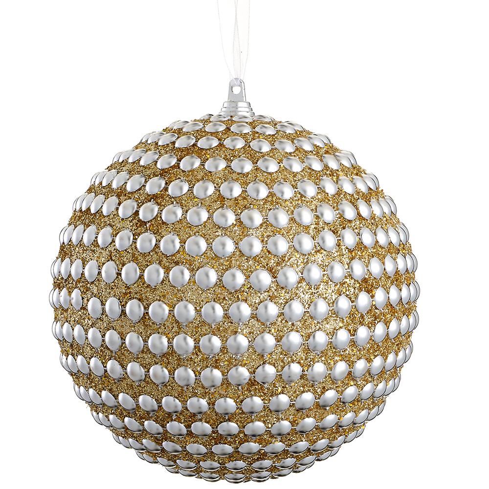 Glittered Ball Ornament, 6" (Gold)