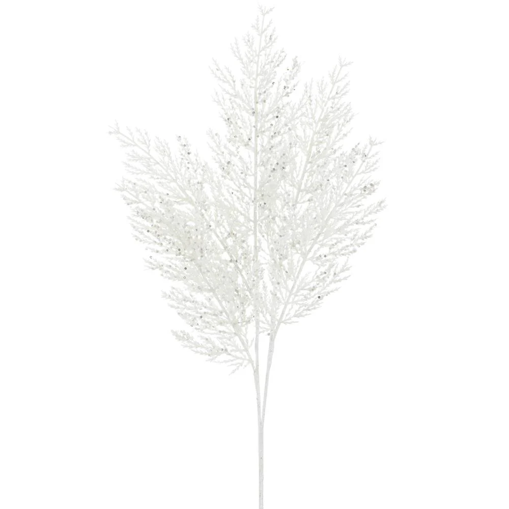 Glittered Cedar Spray, 23" (White)