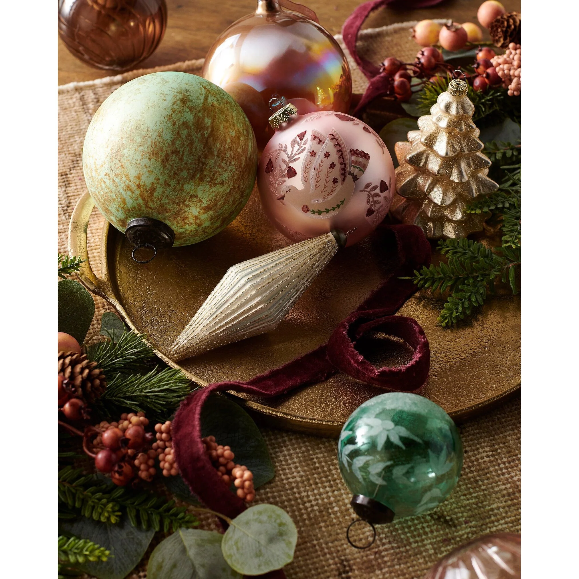 Glittered Diamond Ribbed Ornament, 5.5" (3 Styles - Sold individually) - Image 2