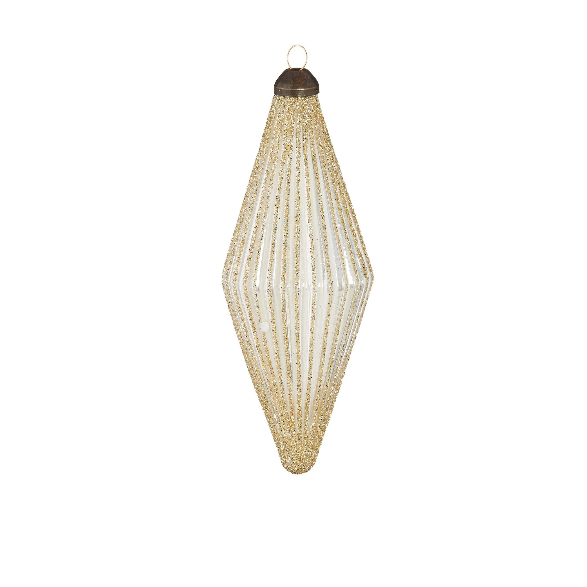 Glittered Diamond Ribbed Ornament, 5.5" (3 Styles - Sold individually) - Image 3