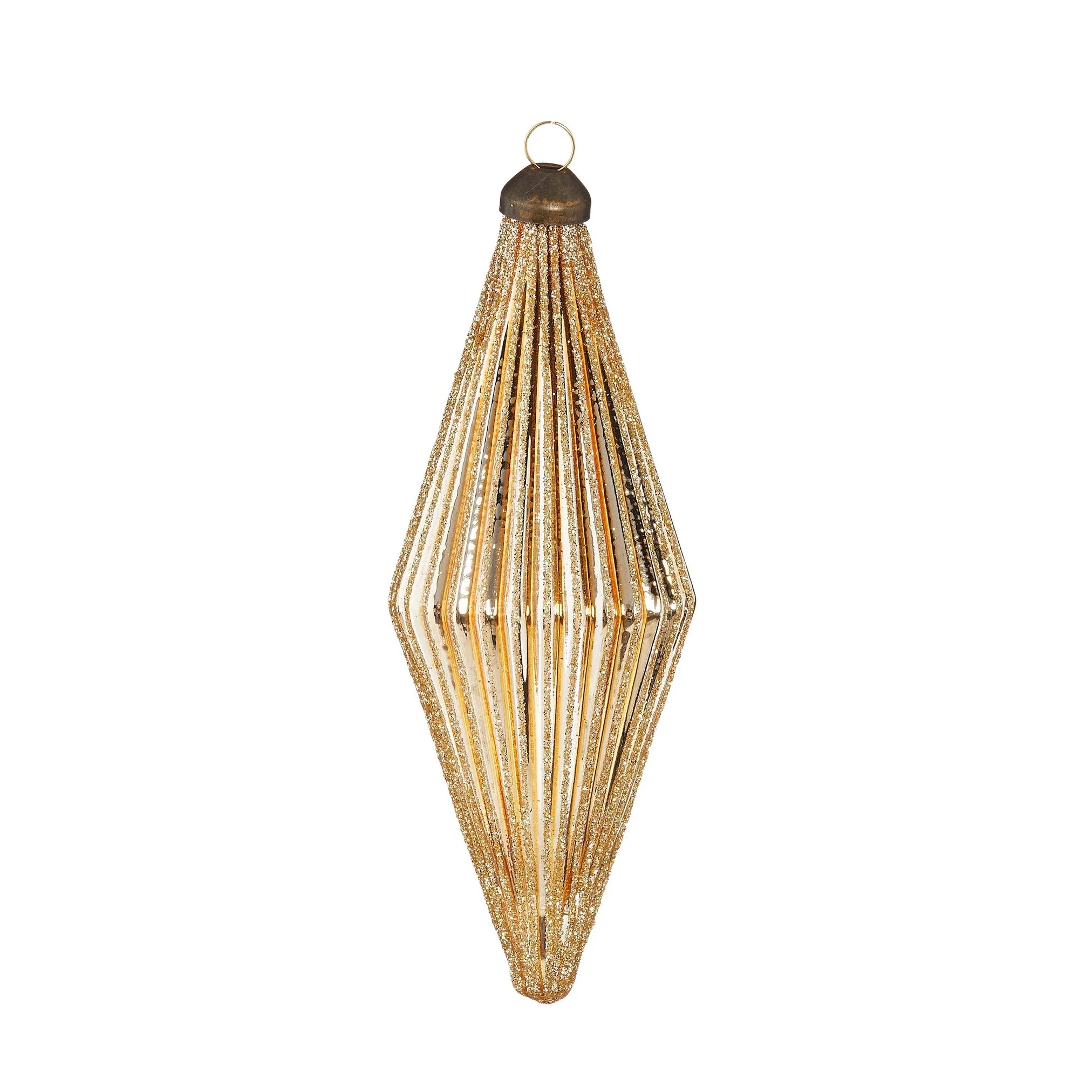 Glittered Diamond Ribbed Ornament, 5.5" (3 Styles - Sold individually) - Image 4