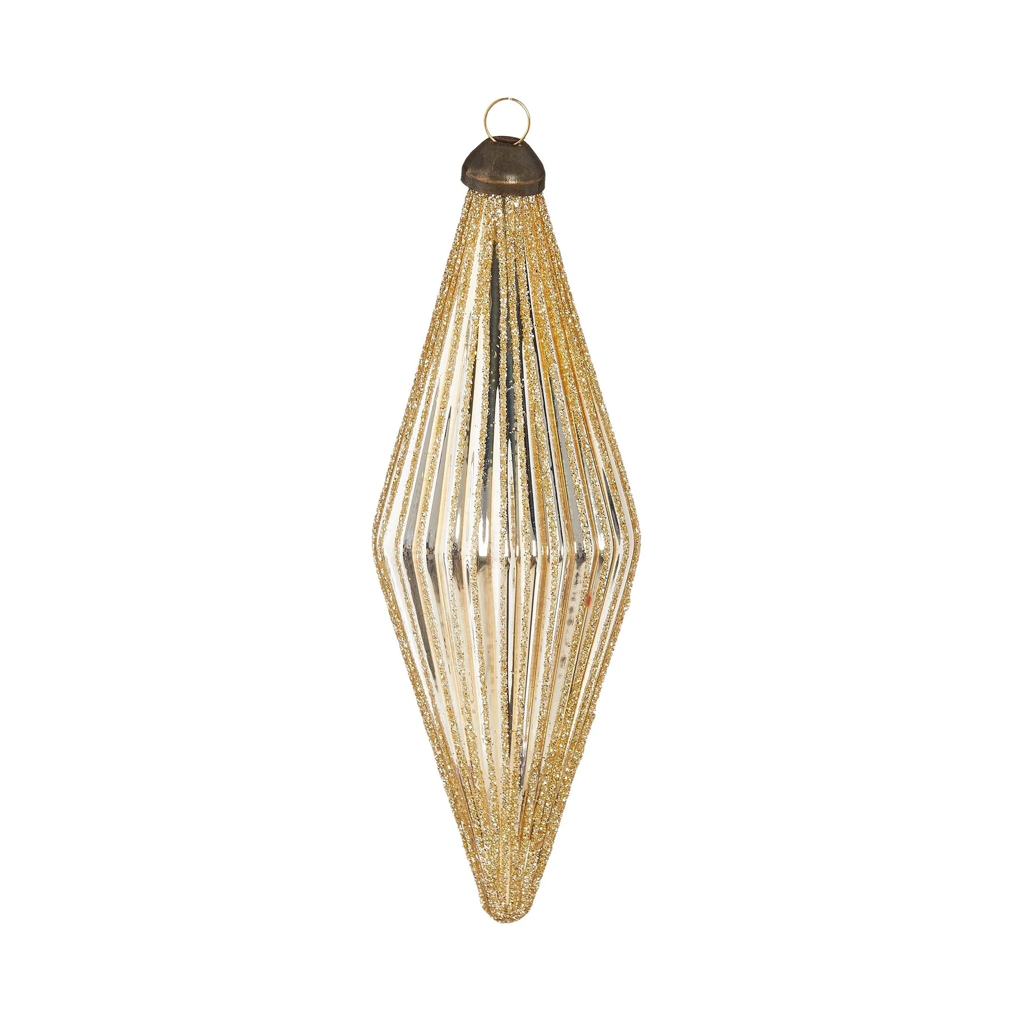 Glittered Diamond Ribbed Ornament, 5.5" (3 Styles - Sold individually) - Image 5