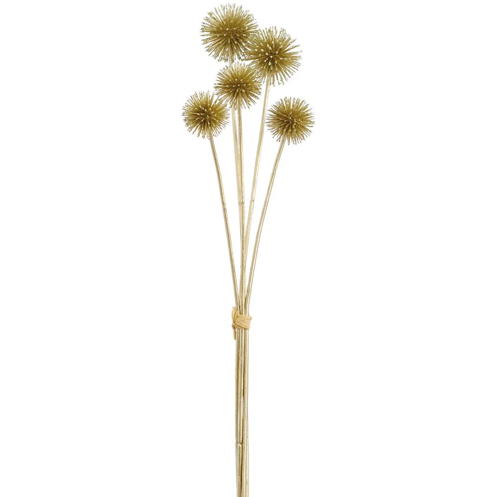 Glittered Metallic Globe Thistle Bundle X5, 19.5" (Champagne)