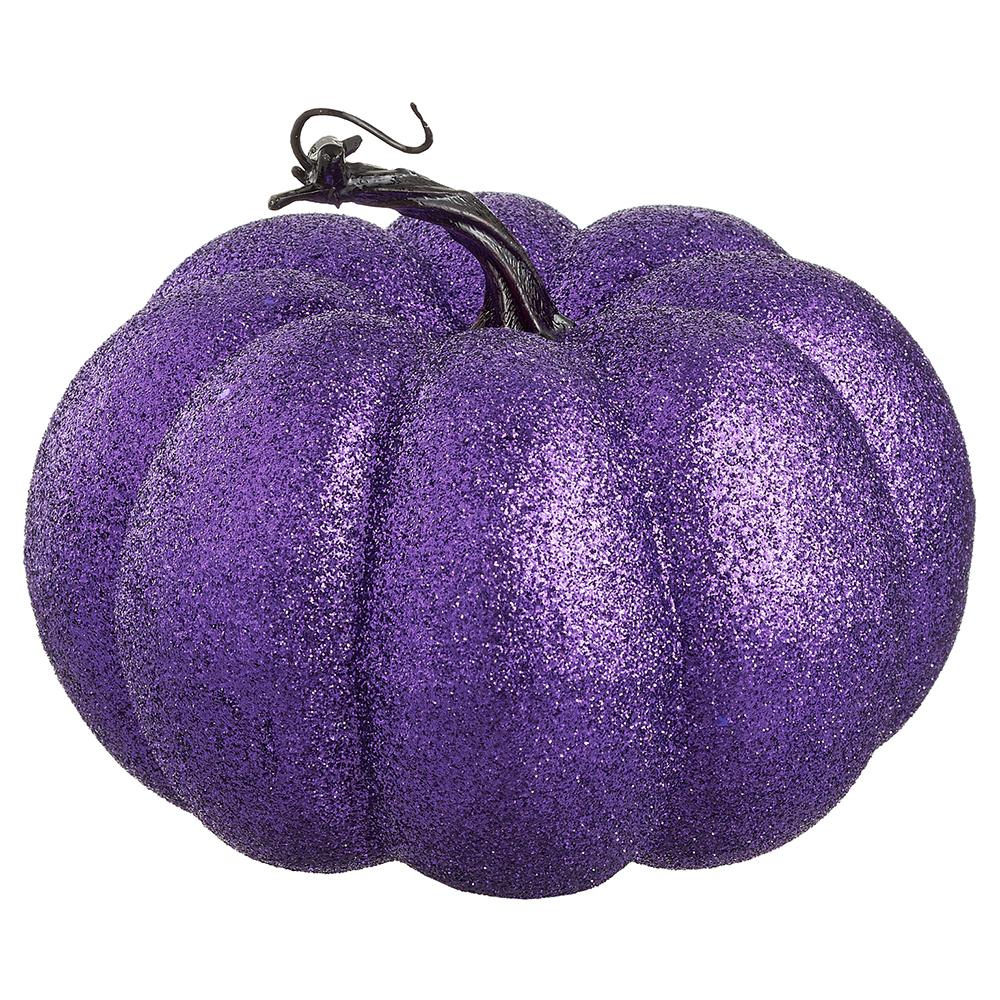 Glittered Purple Pumpkin, 6"H x 7"D