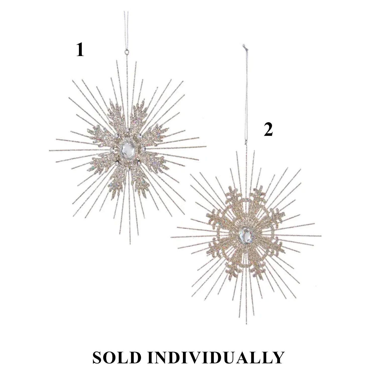Glittered Snowflake Ornament, 7.5" (2 styles - sold individually)