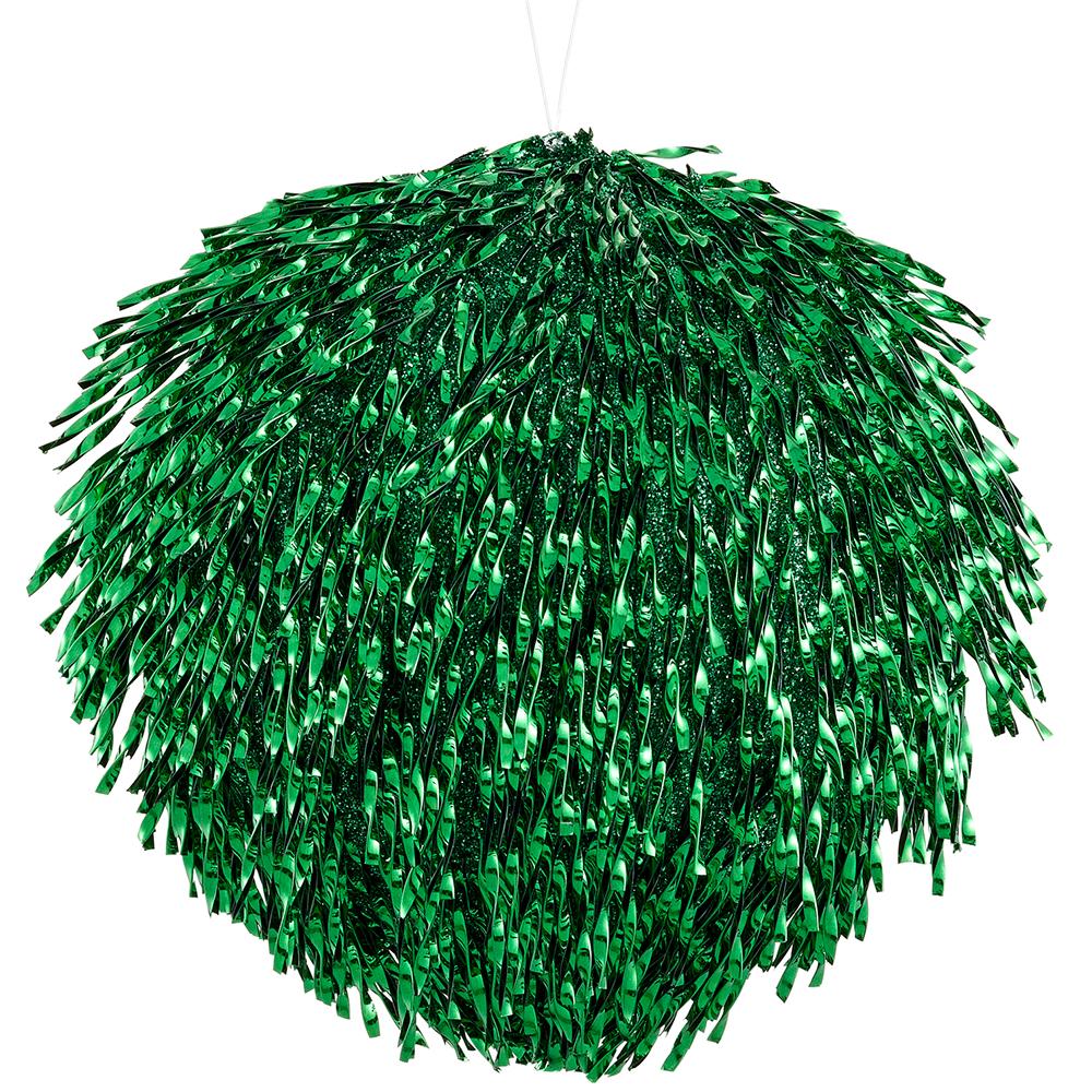 Glittered Tinsel Ball Ornament, 6" (Green)