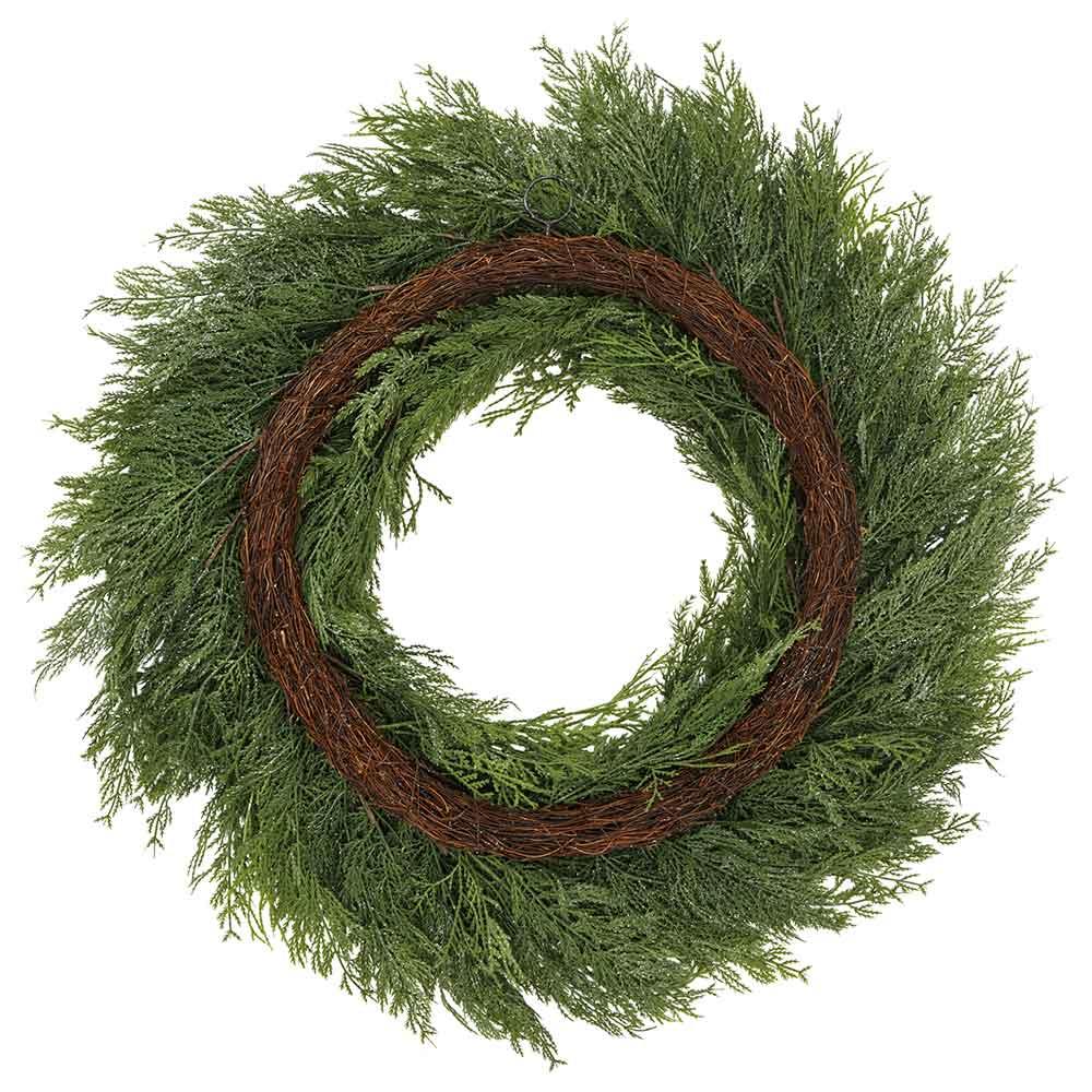 Glittered Ultra Deluxe Mixed Cedar Wreath, 30" (Green) - Image 2