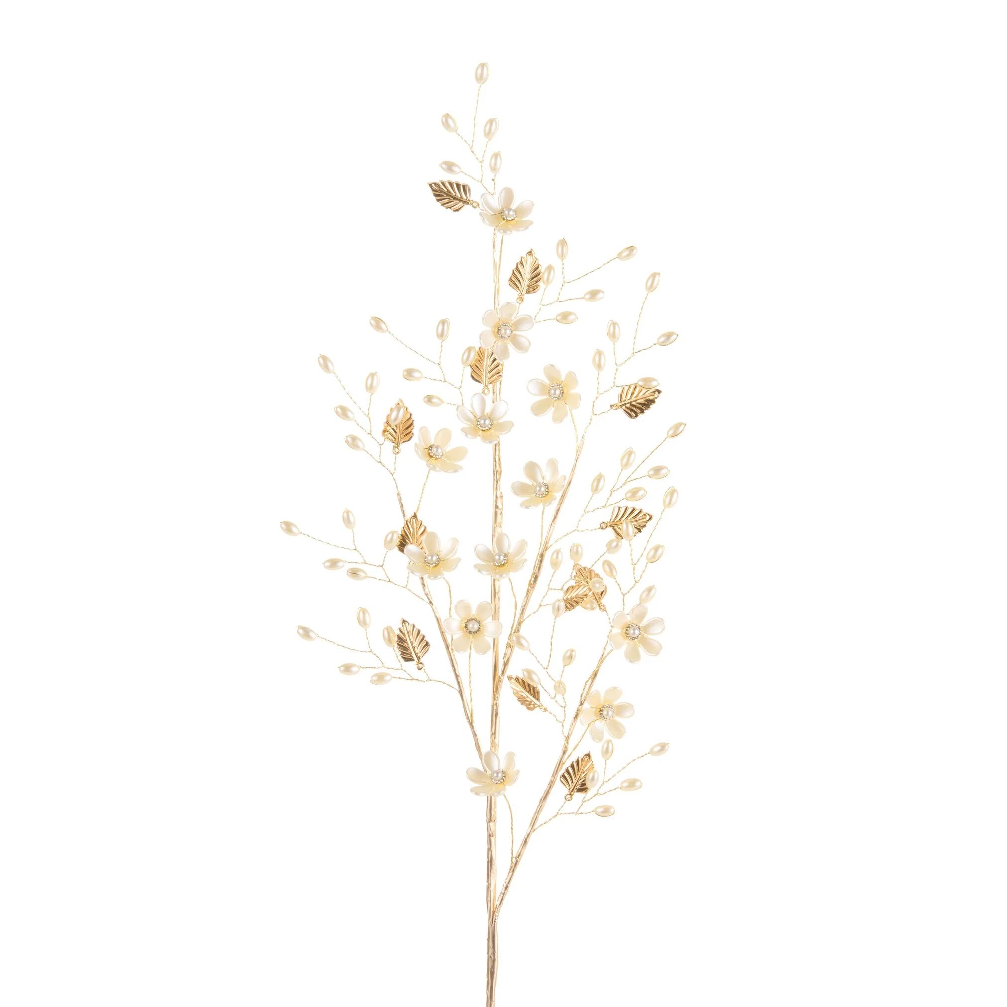 Gold and Pearl Floral Spray, 28"