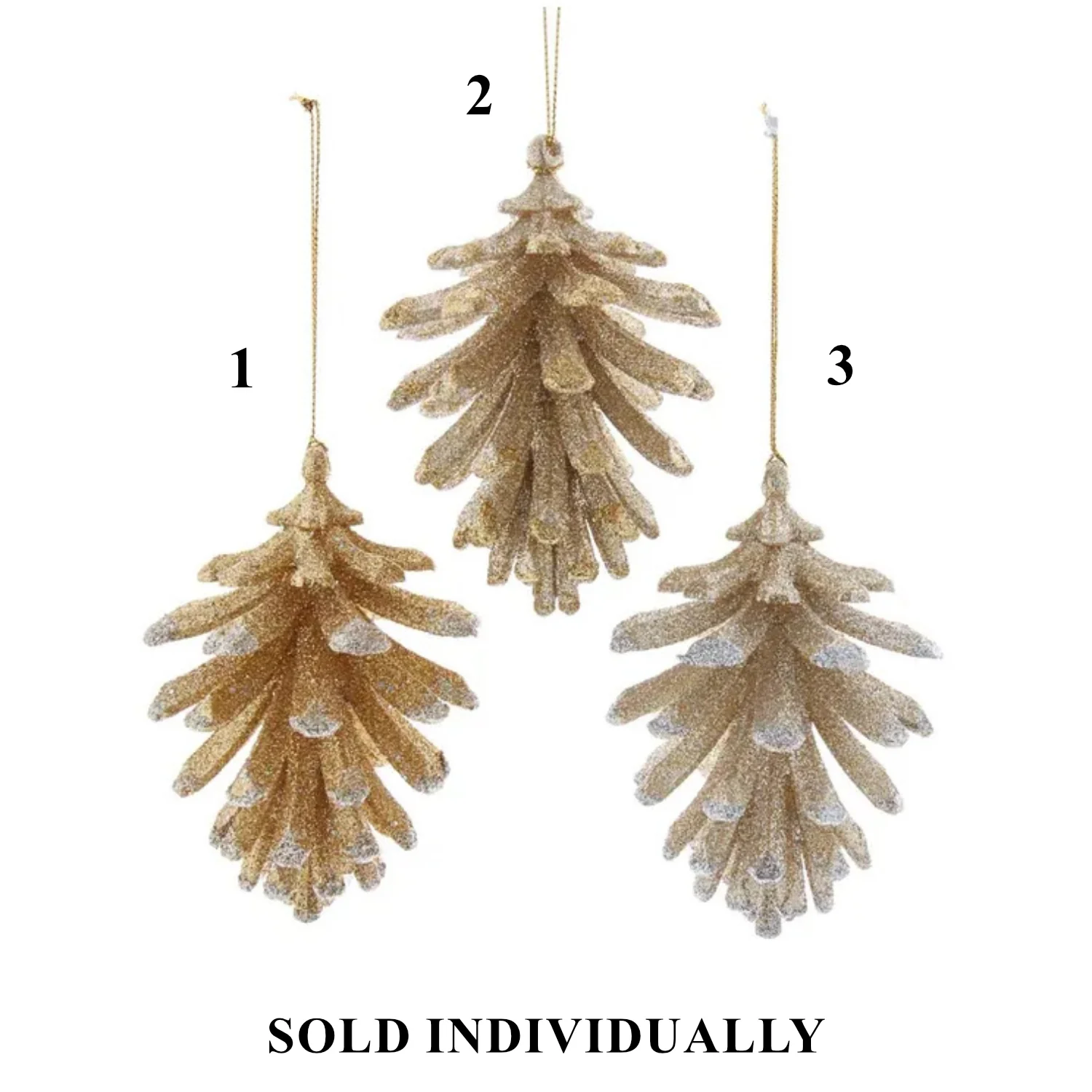 Gold and Platinum Pinecone Ornaments, 4.1" (3 styles - sold individually)